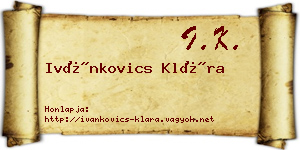 Ivánkovics Klára névjegykártya